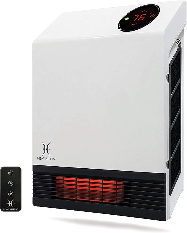 Photo 1 of Heat Storm Deluxe Mounted Space Infrared Wall Heater, White 13 x 3.63 x 16.5 inches

