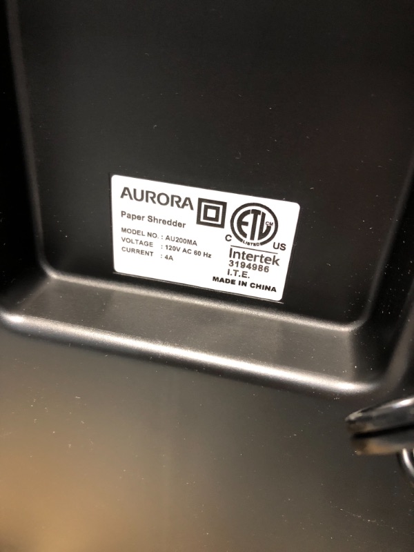 Photo 7 of Aurora Commercial Grade 200-Sheet Auto Feed High Security Micro-Cut Paper Shredder/ 60 Minutes/Security Level P-5
