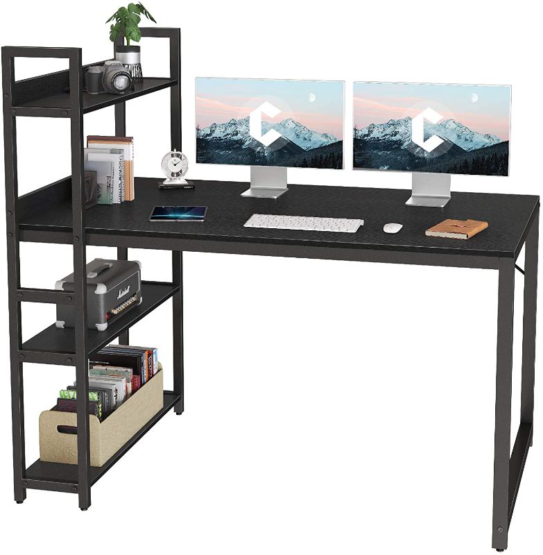 Photo 1 of Cubicubi Computer Desk 55 inch with Storage Shelves Study Writing Table for Home Office,Modern Simple Style,Black corner broken
