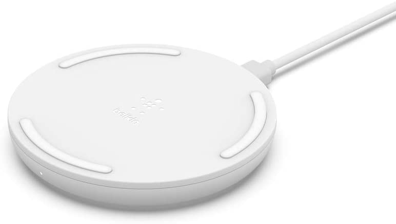 Photo 1 of Belkin BoostCharge 10W Fast Wireless Charger Pad, with Included QuickCharge 3.0 Wall Charger and Cable and Case Compatible for iPhones, Galaxy, Pixel and Other Qi Enabled Devices - White
