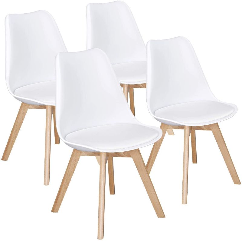 Photo 1 of 
 Style Mid Century Modern DSW Shell Lounge Plastic Kitchen, Dining, Bedroom, Living Room Side Chairs Set of 4, White