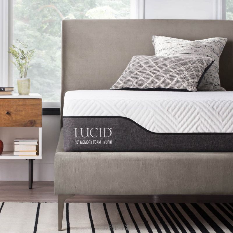 Photo 1 of Lucid10 in. Bamboo Charcoal and Aloe Vera Hybrid Mattress (Twin Simple Size)