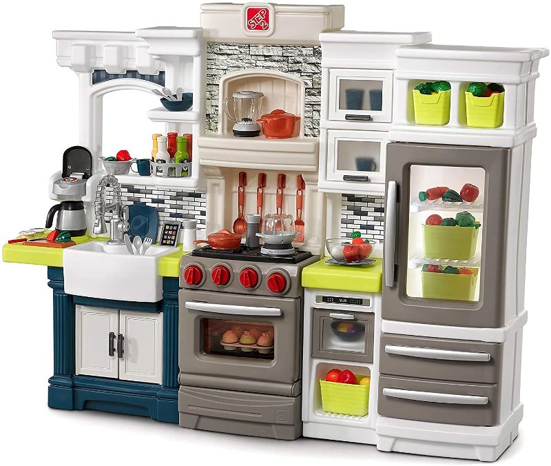 Photo 1 of **BOX 1 OF 3 ***Step2 Elegant Edge Kitchen | Large Kids Kitchen Playset with Realistic Lights & Sounds | Over 70-Pc Play Food & Toy Accessories Set Included*

