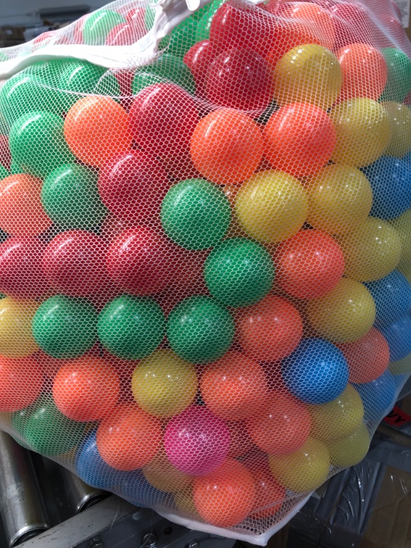 Photo 2 of Amazon Basics BPA Free Plastic Ball Pit Balls with Storage Bag, 1,000 ct (2.3” Diameter), Bright Colors
