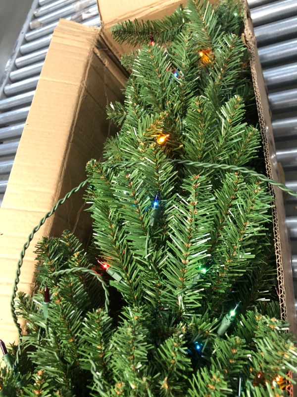 Photo 3 of 7’ Pre-lit Kingswood Fir Pencil Artificial Christmas Tree –Multicolor Lights