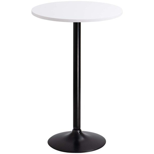 Photo 1 of (Incomplete - Base Only) Walnew Round Bistro Pub Table 23.8" Bar Height Cocktail Table w/Metal Leg and Base, White
