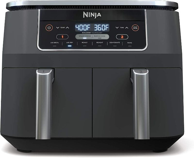 Photo 1 of Ninja DZ201 Foodi 8 Quart 6-in-1 DualZone 2-Basket Air Fryer, Grey
