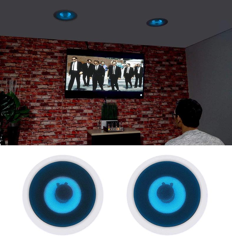 Photo 1 of (2) Rockville HC85B-LED 8" 700 Watt in-Ceiling Home Theater Speakers w/Blue LED
