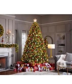 Photo 1 of (Incomplete - 1 of 2 Boxes Only) 9 ft Kingsley Balsam Fir Pre-Lit LED Artificial Christmas Tree with 1,800 SureBright Color Changing Mini Lights
