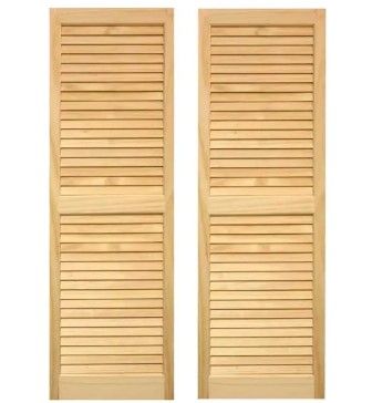 Photo 1 of 15 in. x 43 in. Exterior Louvered Shutters Pair
