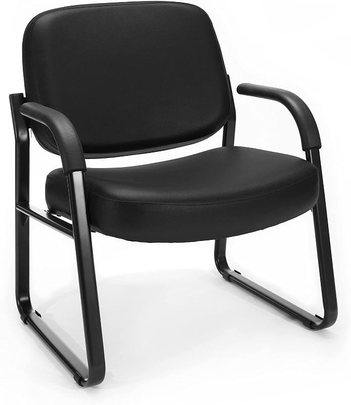 Photo 1 of OFM Core Collection Big and Tall Guest and Reception Chair with Arms, Vinyl, Black
