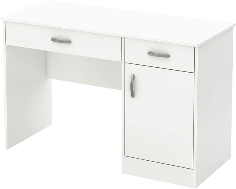 Photo 1 of South Shore Small Computer Desk with Drawers, Pure White
