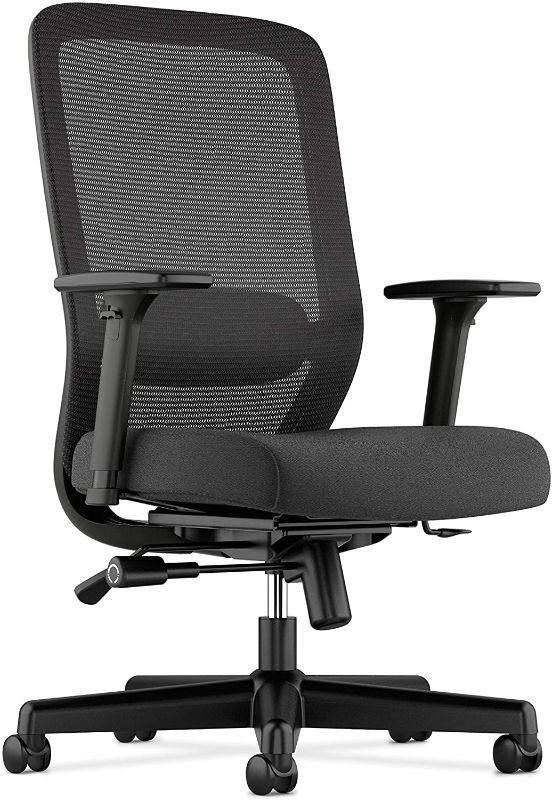 Photo 1 of HON Exposure Mesh Task Computer Chair with 2-Way Adjustable Arms for Office Desk, Black (HVL721), Back
