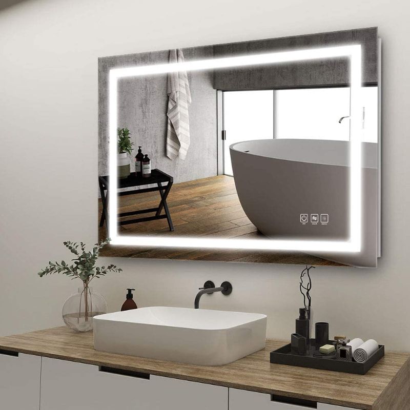 Photo 1 of 32x24 inch LED Lighted Bathroom Mirror, Wall Mounted Bathroom Vanity Mirror, Dimmable Touch Switch Control, 3000-6000K Adjustable Warm White/Natural/Daylight Lights, Horizontal & Vertical