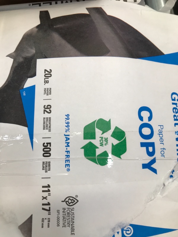 Photo 1 of Hammermill Printer Paper, Great White 30% Recycled Paper, 11 x 17 1 REAM 