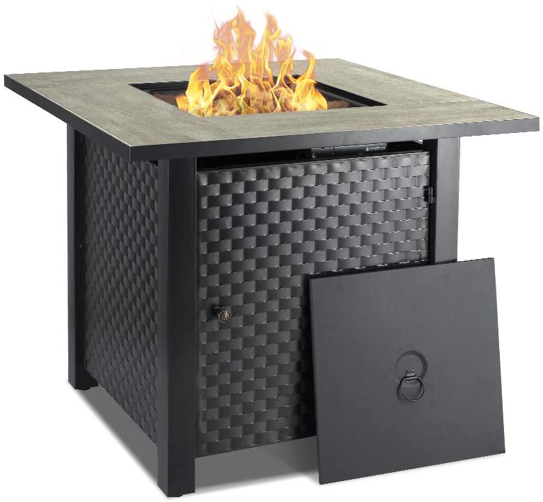 Photo 1 of ***PARTS ONLY*** Camplux 30 Inch Propane Fire Pit Table, Outdoor Gas Fire Pit with Lid, Lava Rocks, Ceramic Tabletop, 50,000 BTU Adjustable Flame, Auto Ignition, Square Fire Table 2-in-1 Functional

