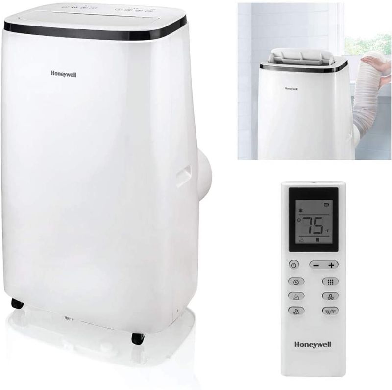 Photo 1 of Honeywell 14,000 BTU Portable Air Conditioner with Dehumidifier & Fan Cools Rooms Up To 700 Sq. Ft. with Remote Control, HJ4CESWK9, White/Black

//TESTED AND FUNCTIONAL, MAKES NOISE WHEN ON 
