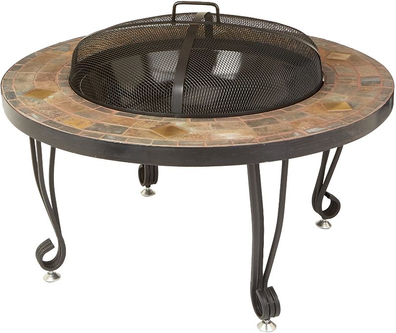 Photo 1 of Amazon Basics 34-Inch Natural Stone Fire Pit with Copper Accents

//MAJOR DAMAGE WITH BROKEN TILES 
