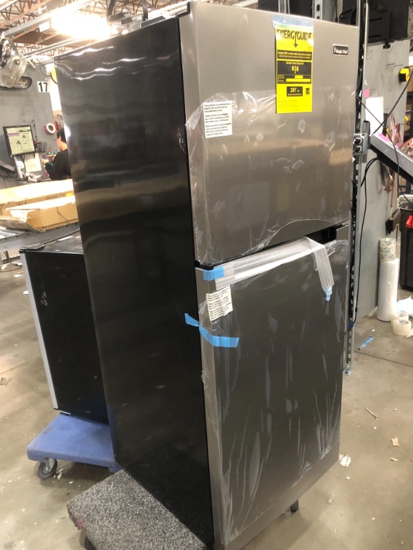 Photo 1 of 10.1 cu. ft. Top Freezer Refrigerator in Platinum Steel
