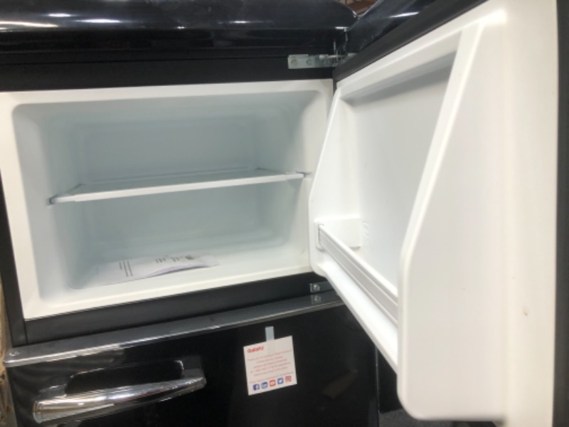 Photo 1 of 7.6 cu.ft. Retro Mini Refrigerator with Dual Door and True Freezer in Black
