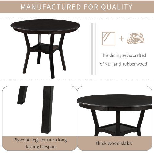 Photo 1 of 42"  Kitchen Dining Table -Round Table With Bottom Shelf Dining Room ?Espresso?