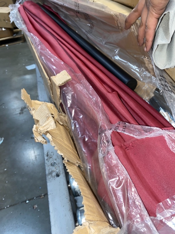 Photo 1 of 10ft Outdoor Steel Market Patio Umbrella , Easy Push Button, Tilt, Table Compatible, Burgundy