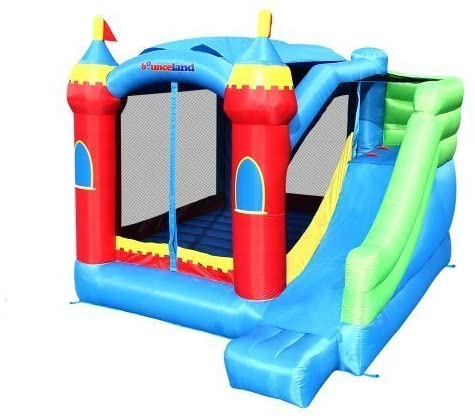 Photo 1 of Bounceland Royal Palace Inflatable Bounce House, with Long Slide, Large Bouncing Area, Basketball Hoop and Sun Roof, 13 ft x 12 ft x 9 ft H, UL Strong Certified Blower, Castle Kids Party Theme

//UNABLE TO TEST FOR HOLES 
