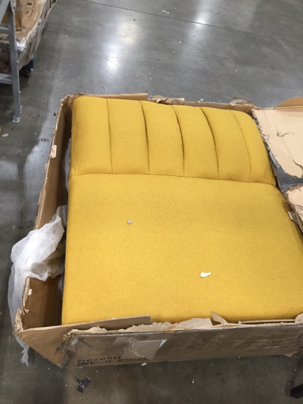 Photo 3 of Novogratz Brittany Sofa Futon - Premium Upholstery and Wooden Legs - Mustard