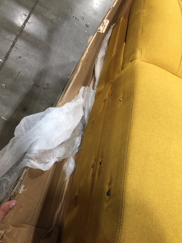 Photo 2 of Novogratz Brittany Sofa Futon - Premium Upholstery and Wooden Legs - Mustard