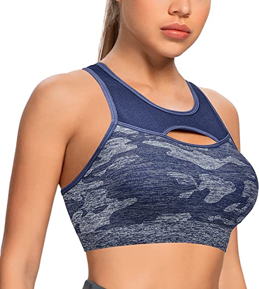 Photo 1 of Wingslove Women’s Mid Impact Sports Bra Removable Padded Wireless Bra Racerback Yoga Fitness Workout Bra 1-2pack-XL
