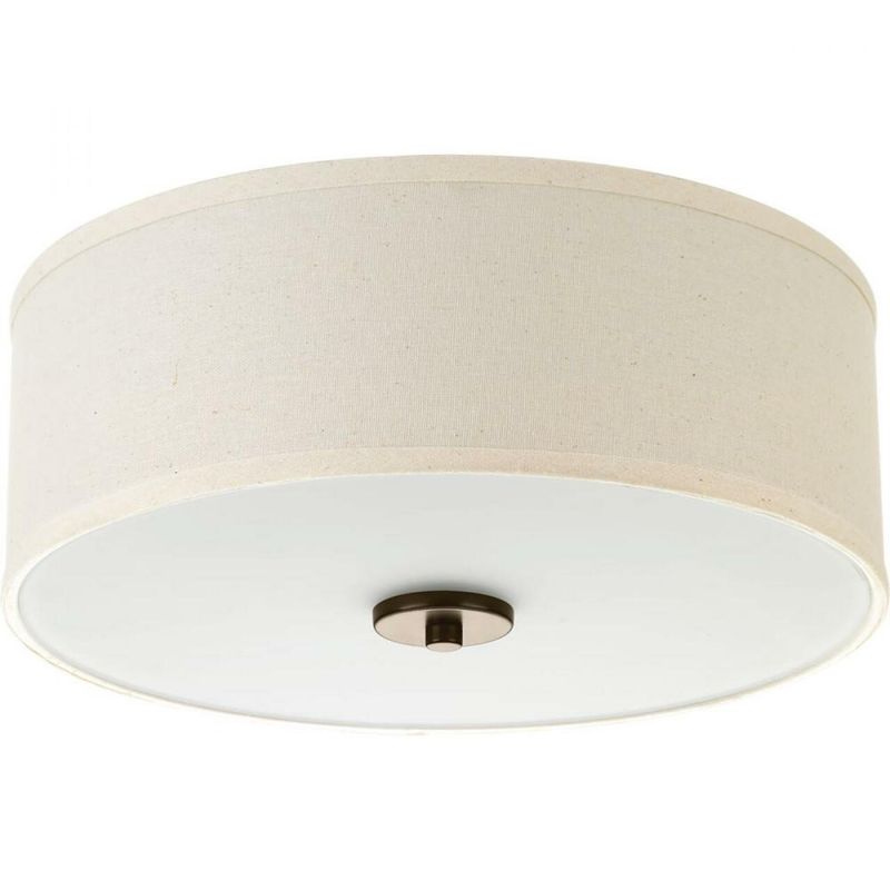 Photo 1 of **GLASS IS DAMAGED**Inspire Flush Mount, 2-Light, Antique Bronze, Fabric, 13"W (P3713-20 1VTV7