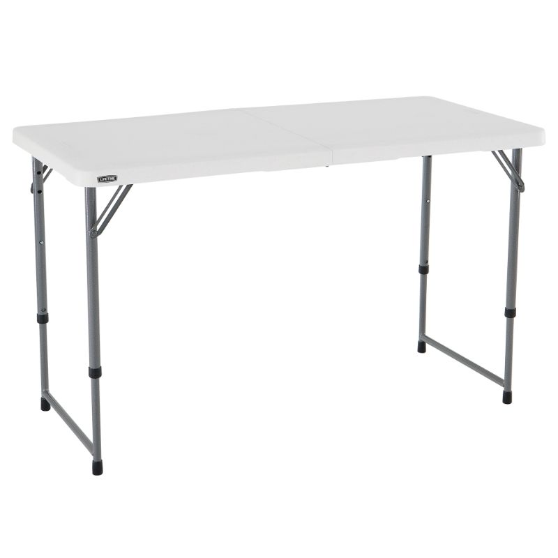 Photo 1 of Lifetime Height Adjustable Craft Camping and Utility Folding Table, 4 Foot, 4'/48 x 24, White Granite
