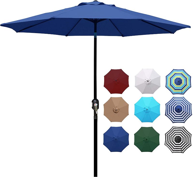 Photo 1 of (CRACKED PLASTIC TOP)
blissun 9' patio umbrella blue