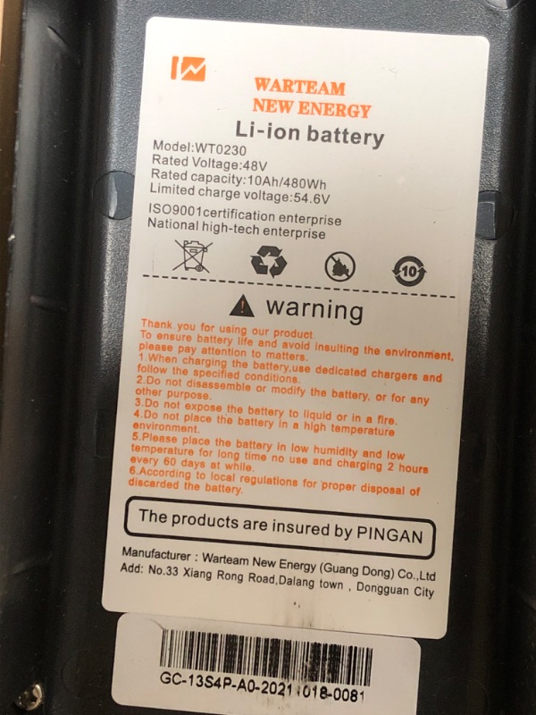 Photo 3 of (SCRATCHED; BATTERY MIGHT NEED MORE CHARGING, POSSIBLY NOT FUNCTIONAL)
Electric Bike, TotGuard 27.5" Electric Bike for Adults 500W Ebike 21.6MPH Adult Electric Bicycles Electric Mountain Bike,48V 10Ah Removable Lithium Battery,Shimano 21S Gears,Lockable S