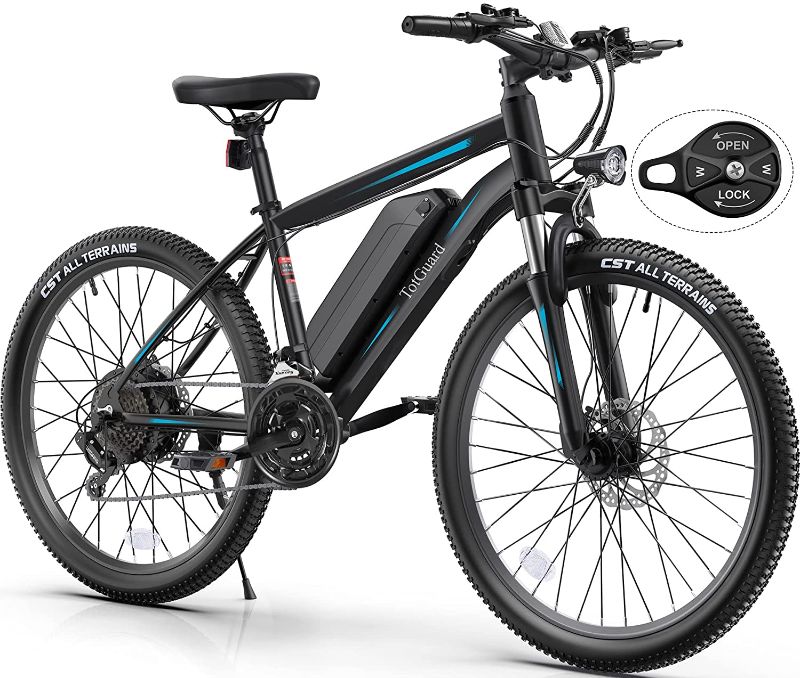 Photo 1 of (SCRATCHED; BATTERY MIGHT NEED MORE CHARGING, POSSIBLY NOT FUNCTIONAL)
Electric Bike, TotGuard 27.5" Electric Bike for Adults 500W Ebike 21.6MPH Adult Electric Bicycles Electric Mountain Bike,48V 10Ah Removable Lithium Battery,Shimano 21S Gears,Lockable S