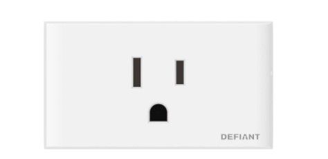 Photo 1 of 4 Defiant 10 Amp 120-Volt Smart Hubspace Wi-Fi Bluetooth Plug with Single Outlet Works with Amazon Alexa and Google Assistant, White