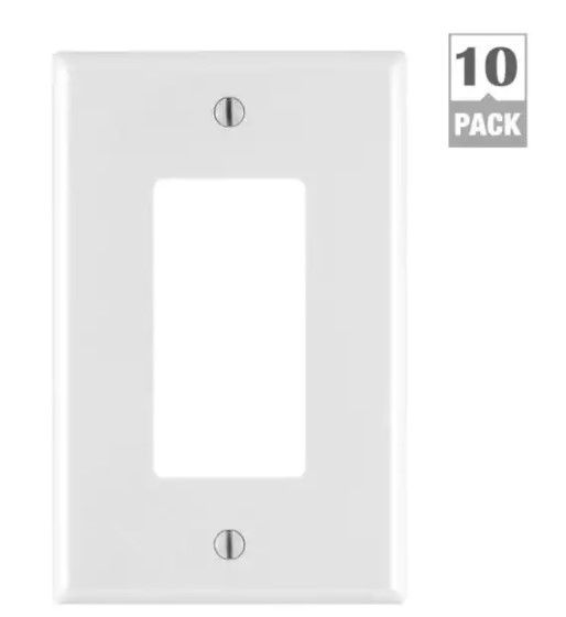 Photo 1 of 4 BOXES Leviton
Decora 1-Gang White Decorator/Rocker Midway Nylon Wall Plate (10-Pack)