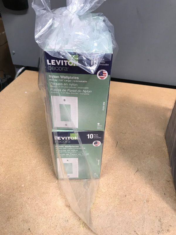 Photo 2 of 4 BOXES Leviton
Decora 1-Gang White Decorator/Rocker Midway Nylon Wall Plate (10-Pack)