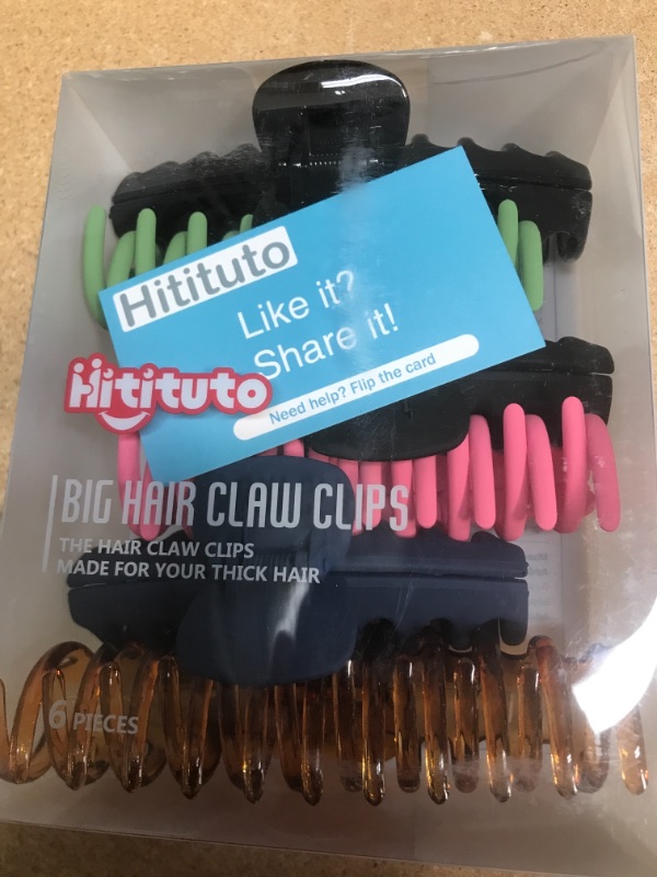 Photo 2 of Hitituto Big Hair Claw Clips 6 Packs - 4.33 and 5.2 Inch Matte and Nonslip