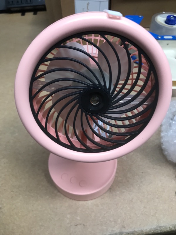 Photo 2 of Small Desk Fans, USB Rechargeable Operated Misting Fan, 3 Speed Portable Personal Table Fan (Pink