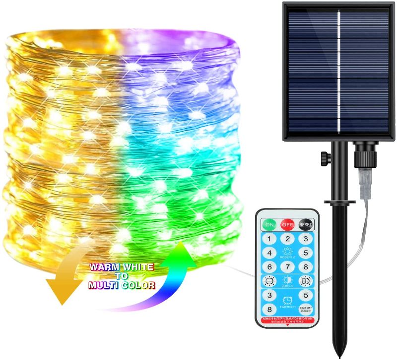 Photo 1 of HLHome Solar String Lights Solar Fairy Lights with Remote Control,Warm White & Multi Color 