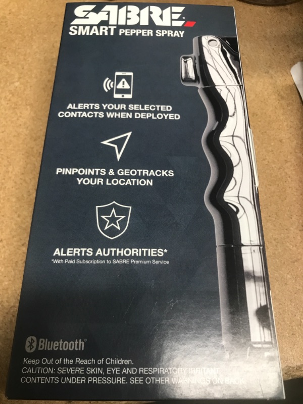 Photo 2 of SABRE SMART Pepper Spray, Free Text Alerts and Continuous Location Tracking in Emergencies, Optional Professional Monitoring, 25 Bursts, Practice Spray, Refillable, Rechargeable, Finger Grip, Key Ring