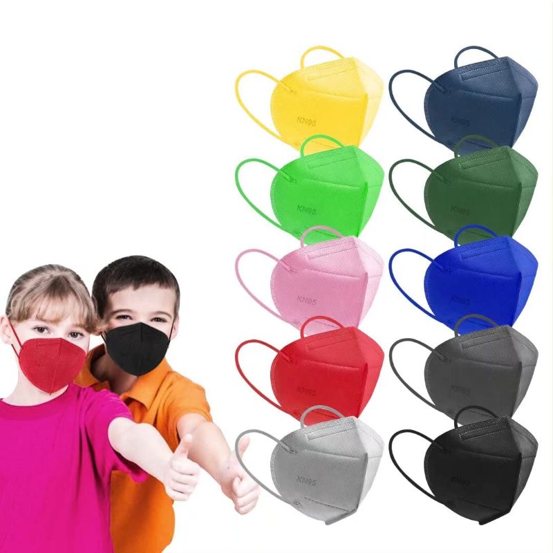 Photo 1 of Kids KN95 Disposable Face Masks - 5-Layer Breathable Safety Mask, 50 Pcs Children Comfortable Cup Dust Masks with Elastic Earloops Nose Bridge Clip