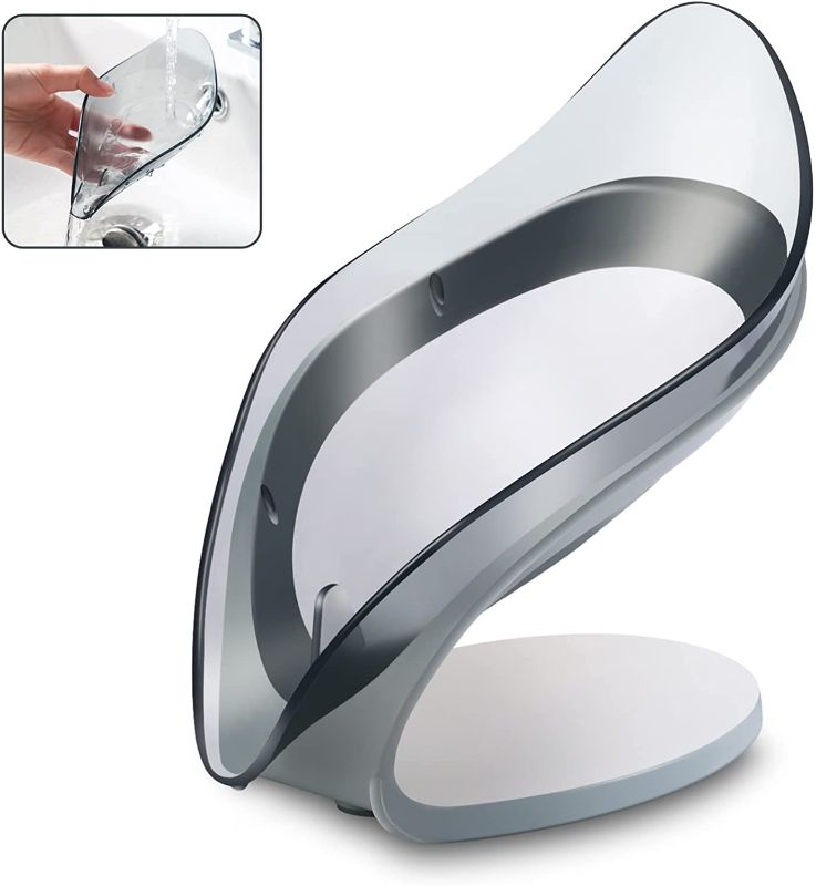 Photo 1 of 3 PACK**
Bar Soap Holder - Self Draining Soap Dish for Bar Soap, Decorative Plastic Soap Tray,Bar Soap Holder Leaf Shape with Suction Cup for (Color: Gray 1 Pack)
