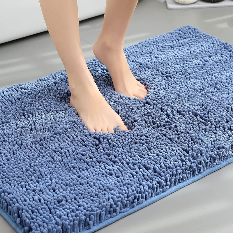 Photo 1 of 2 PACK**
REMFLY 32 × 20 inch Blue Plush Bath Mat, Bath Mat for Bathroom, Soft and Fluffy, Non-Slip, Super Absorbent and Thick, Machine Washable Chenille Carpet
