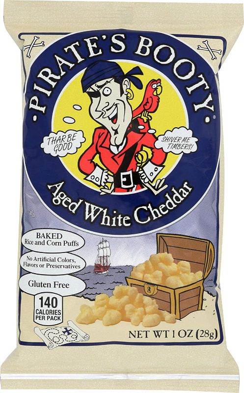 Photo 1 of  NON REFUNDABLE** 12 PACK* BEST BY 04/02/2022
Pirate's Booty Snack Puffs, Aged White Cheddar, 1 Ounce
