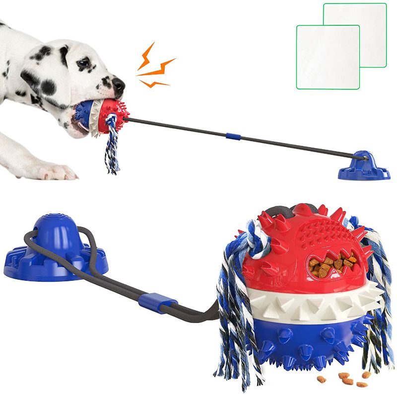 Photo 1 of Blue Dog Toys for Aggressive Chewers Large Breed Interactive Indestructible Teeth Cleaning Food Dispensing Molar Balls Suction Cup Dog Toy tug of war Puzzle Toys-TUSUNDON
