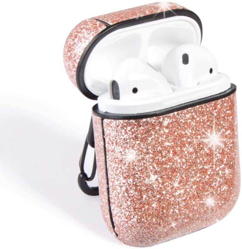 Photo 1 of 2 PACK**
Case for Airpods Case,HIDAHE AirPods 2 Case,Airpods Accessories, Airpods Skin,Bling Glitter Luxury PU Leather Case Cute Girls Kids Protective Cover Case Compatible for Airpods 1 & 2 Charging Case,Pink