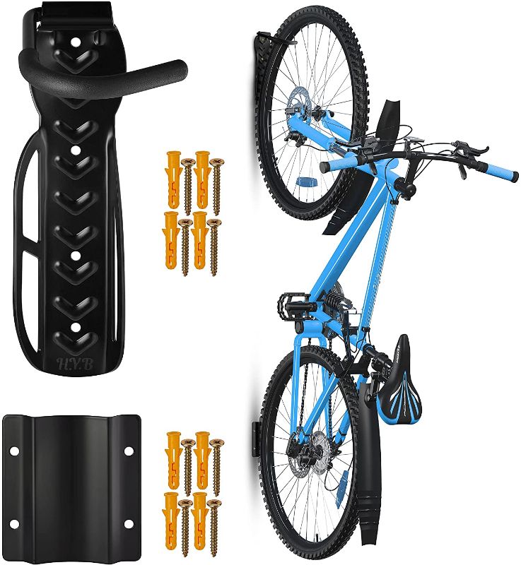 Photo 1 of Bike Wall Mount - No Marks Bike Hooks for Garage, Home or Commercial Use - Space Saving Bicycle Storage - Bike Hanger for up to 3” Tire + Wheel Diameter - Vertical Bike Holder that gives you freedom! Up To 65 Lbs (SINGLE HANGER)
