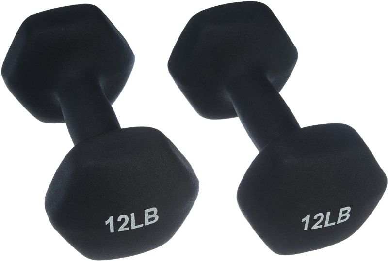 Photo 1 of Amazon Basics Neoprene Coated Dumbbell Hand Weight Set 12LB
